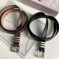 Square Buckle Unisex PU Leather Belt Neutral Style Casual Belt