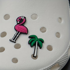 2pcs Flame Bird & Coconut Tree Shoe Charms for Clogs Sandals