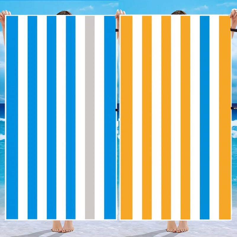 2pcs Striped Pattern Beach Towel Quick Drying Soft Absorbent Beach Towel