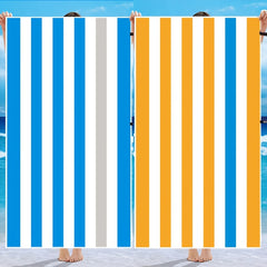 2pcs Striped Pattern Beach Towel Quick Drying Soft Absorbent Beach Towel