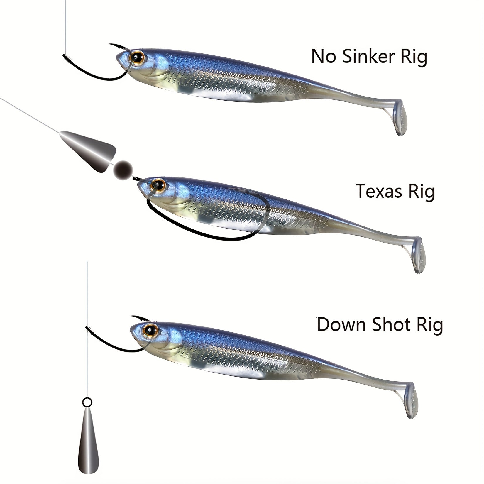 10pcs Paddle Tail Swimbaits Soft Plastic Lures for Bass Fishing