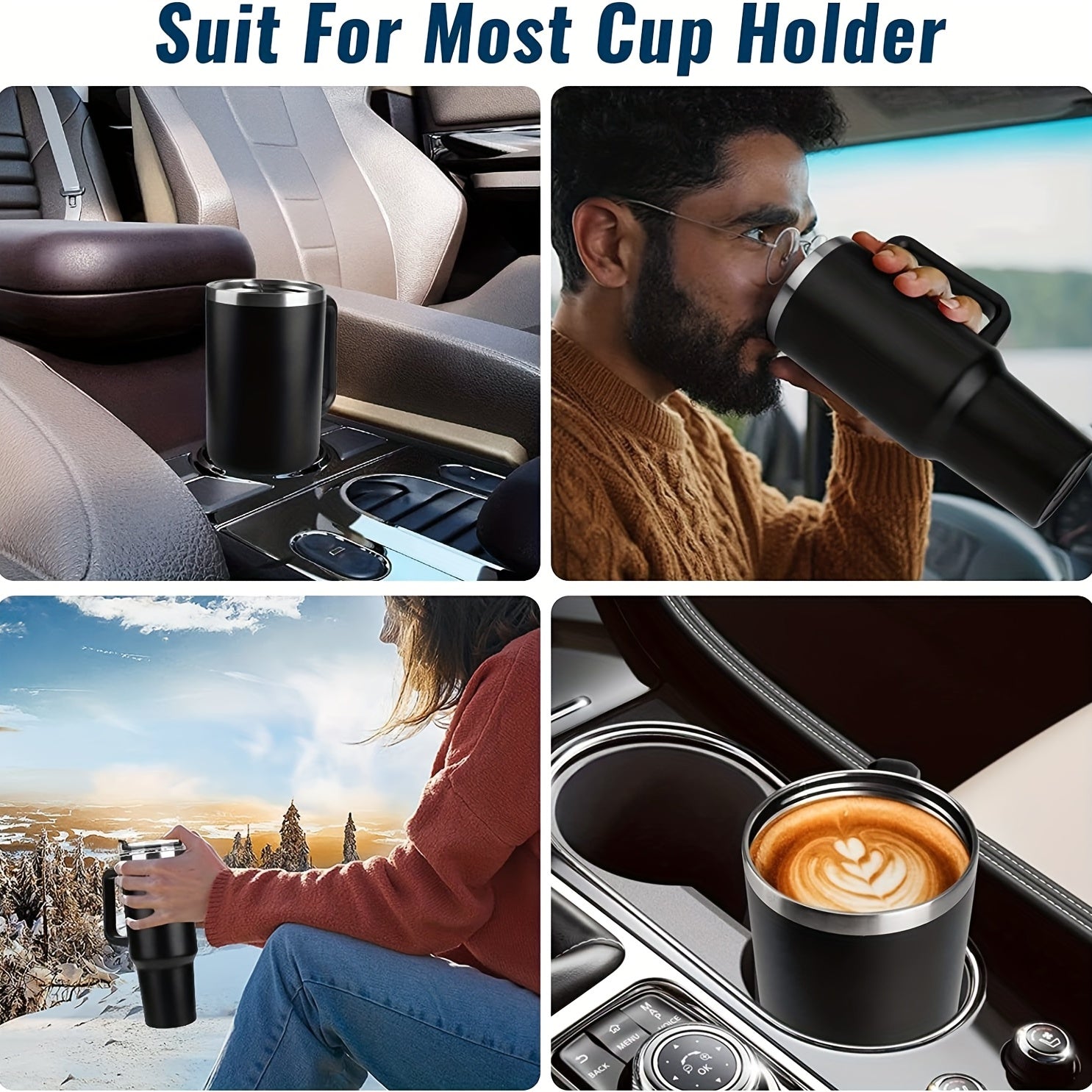 40oz Straw Tumbler With Handle Vacuum Flask Double Wall Stainless Steel Cup