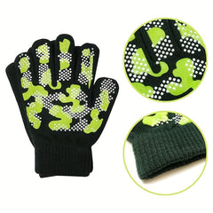 Knitted Full Finger Non-slip Winter Gloves for Boys/Girls