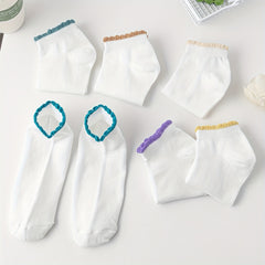 6 Pairs Essential Short Socks with Colorful Trim