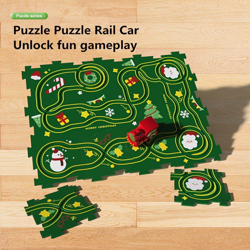 Kids Christmas Puzzle Track Car Set