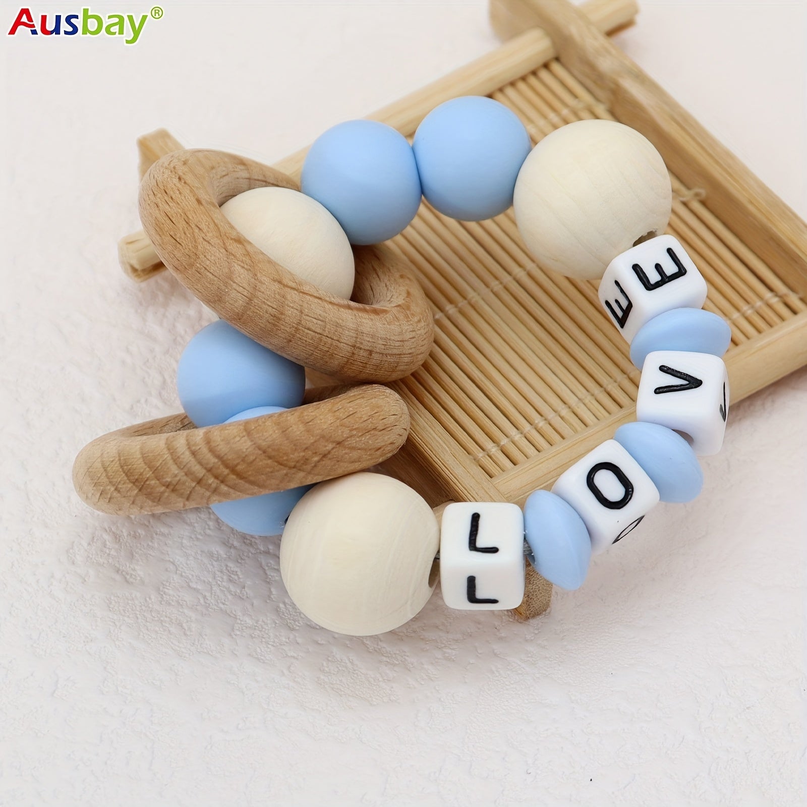 Customizable Wooden Teether Silicone Teething Toy