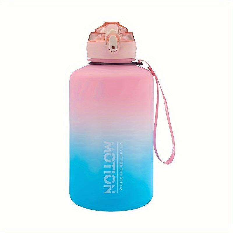 2000ml Gradient Water Bucket With Straw Leakproof Bottle for Fitness Sports