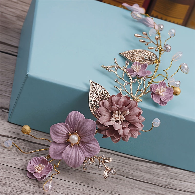 Wedding Hair Accessories Wreath Headwear Pink Bridal Headband