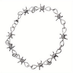 Girl's Silver Barbed Wire Necklace Stainless Steel