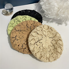 Vintage Crochet Hollow Out Beret Octagonal Hat