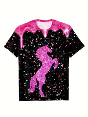 Girls Boys Unicorn Graphic Tee Short Sleeve T-Shirt Summer Sports Clothes