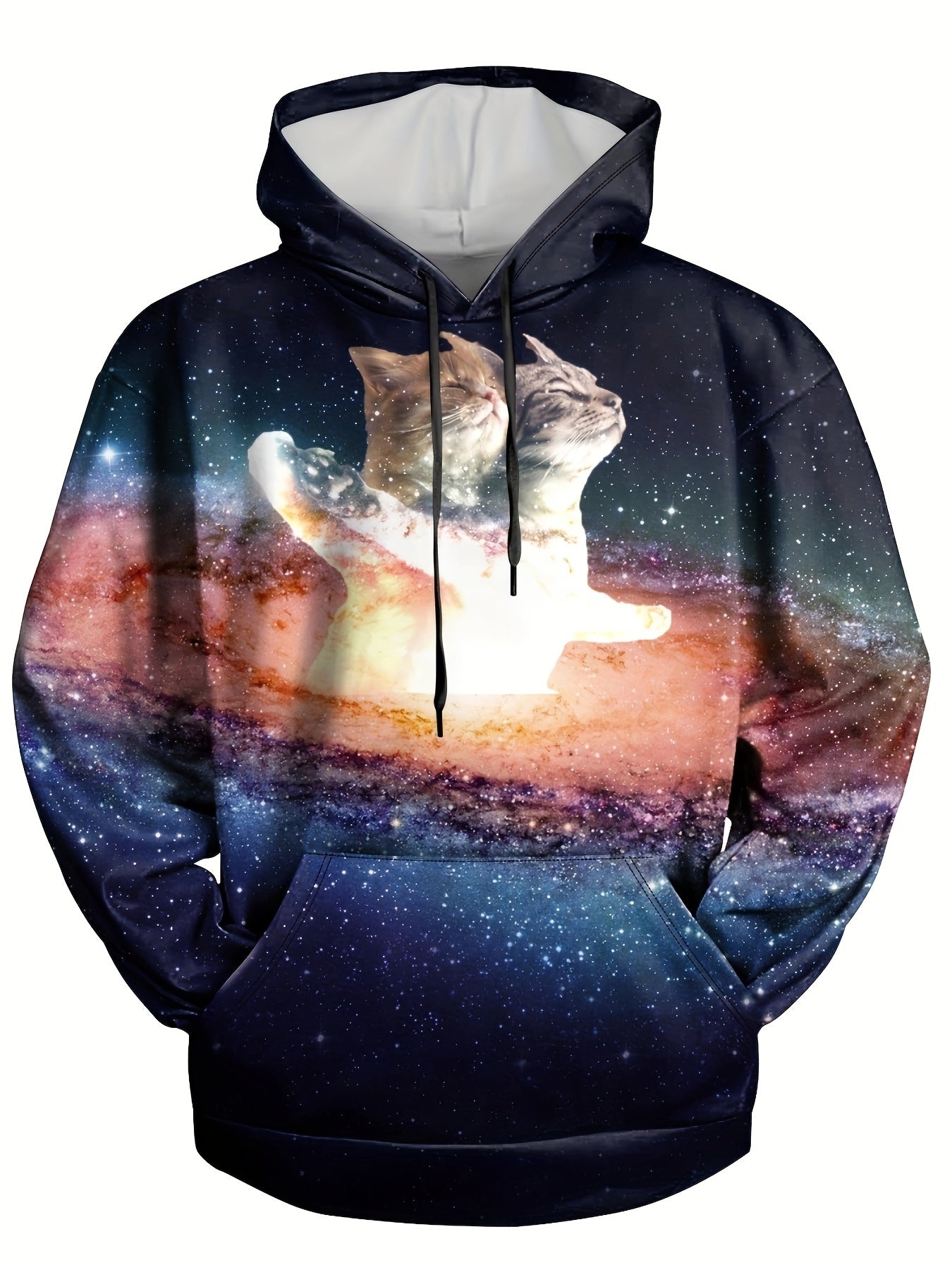 Galaxy Print Hoodie Men Loose Pullover Autumn Winter