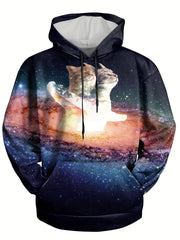 Galaxy Print Hoodie Men Loose Pullover Autumn Winter