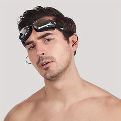 Waterproof Swim Goggles With Earplugs Anti Fog HD Myopia Swimming Glass
