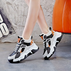 Winter Fleece Lined High Top Platform Sneakers Women's Shoes