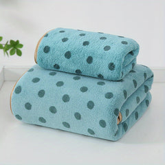 Polka Dot Microfiber Towel Set, 2pcs, Soft & Absorbent