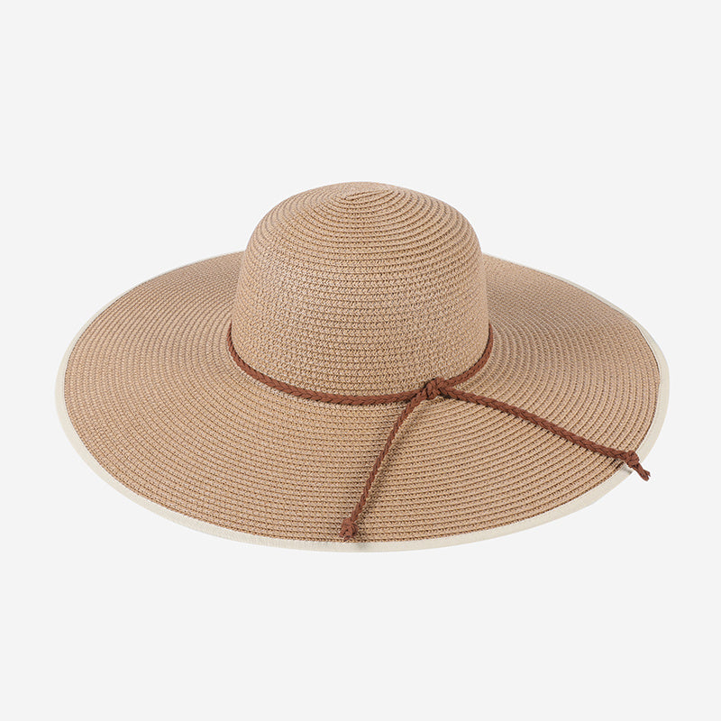Wide Brim Sunscreen Visor Hat Solid Straw Hat Women Outdoor Travel Beach Hat