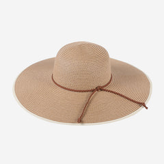 Wide Brim Sunscreen Visor Hat Solid Straw Hat Women Outdoor Travel Beach Hat