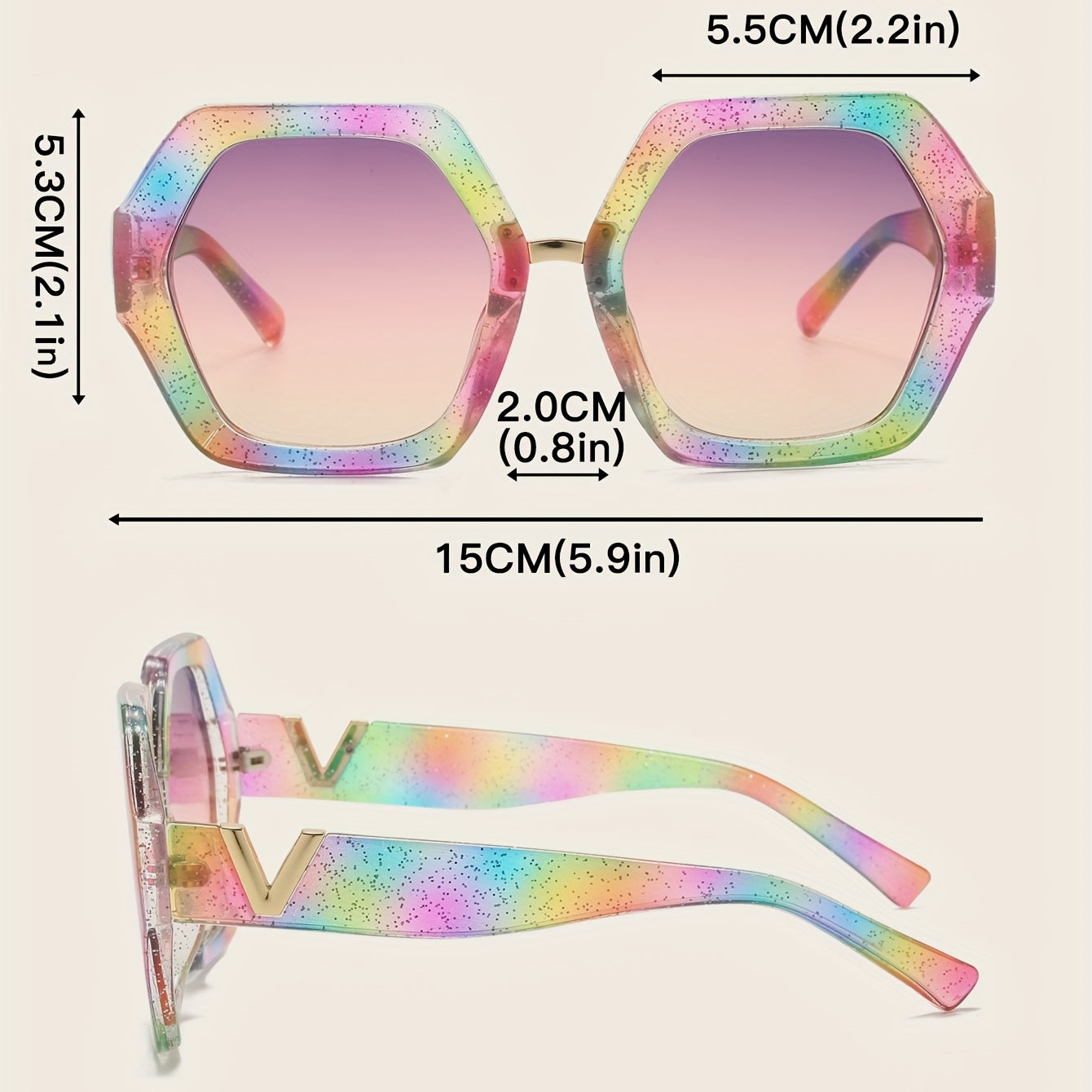 Oversized Polygonal Sunglasses UV400 Gradient Glasses