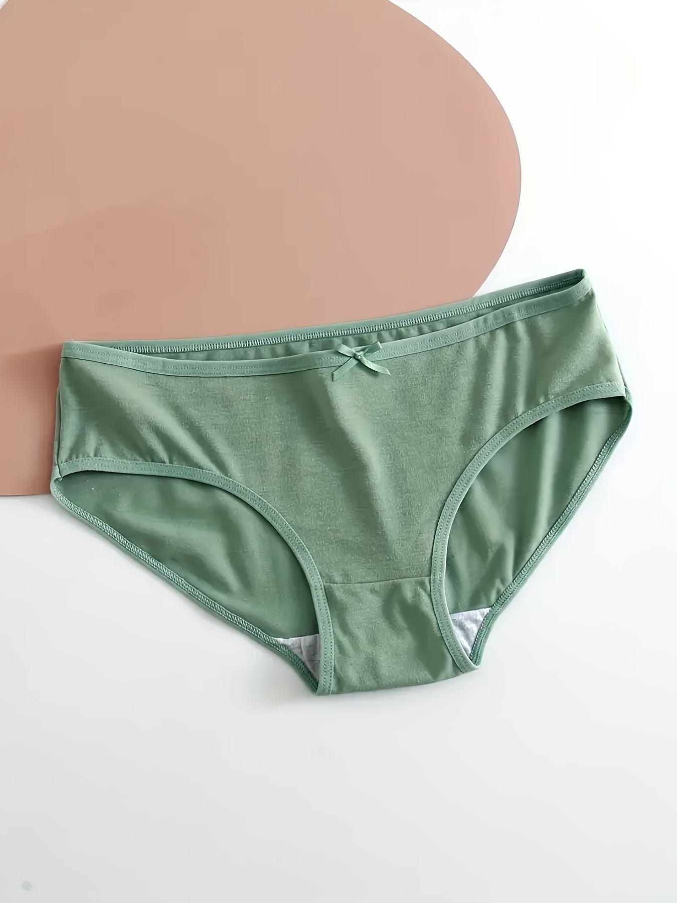 5pcs Solid Bow Tie Briefs Women's Lingerie Panties