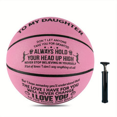 Engraved Outdoor Basketball Size 7 Gift for Daughter with Pump and Needles