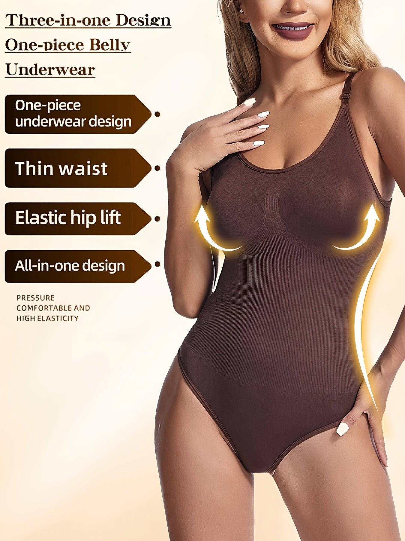 Crew Neck Bodysuit Shaper Tummy Control Butt Lifting Slip Body Shaper