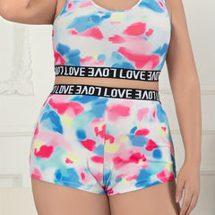 Tie Dye Contrast Seamless Bra & Shorts Set