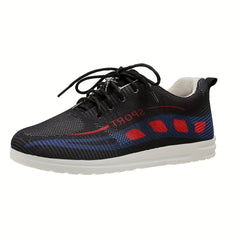Women's Geometric Pattern Sneakers Lace Up Knit Mesh Running Trainers