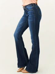 High Stretch Flare Leg Jeans Mid Rise Bell Bottoms