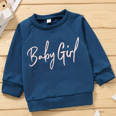 Baby Girls Casual Sweatshirt Long Sleeve Letter Print Knit Shirt