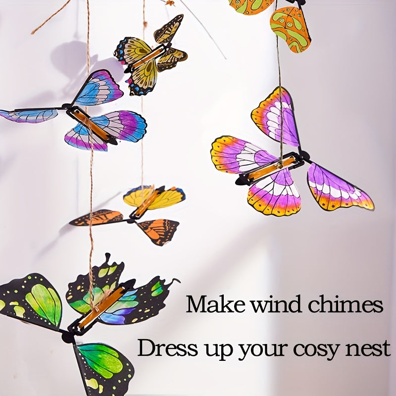 10pcs Magic Wind Up Flying Butterfly Toy Rubber Band Powered Surprise Gift