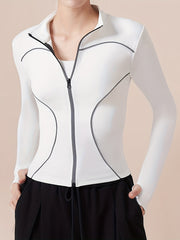 Girls Reflective Fleece Zip Up Yoga Jacket for Fall Winter