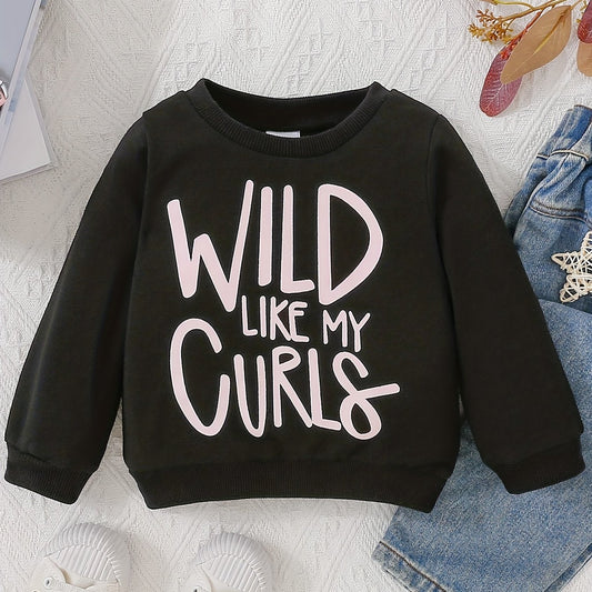 Letter Print Sweatshirt Toddler Baby Girls Pullover Top