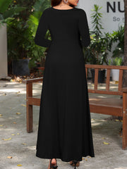 Maxi Dress Solid Long Sleeve High Stretch