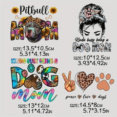 4pcs Dog Mom Love Iron On Stickers for T shirts Jeans Backpacks