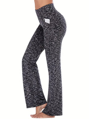Women's High Waisted Bootcut Leggings with Pockets - Flared Yoga Pants