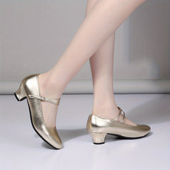 Women's Latin Dance Shoes Ankle Strap Buckle Pumps