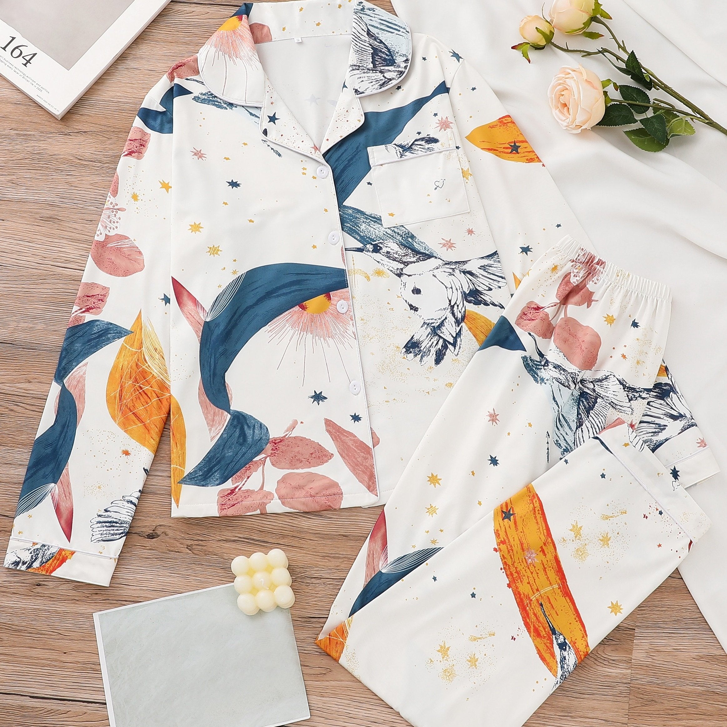 Floral Print Pajama Set Long Sleeve Top & Pants