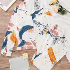 Floral Print Pajama Set Long Sleeve Top & Pants