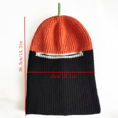 Unisex Warm Pumpkin Mask & Woolen Knitted Hat