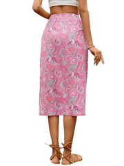 Paisley Print Tie Waist Skirt for Women