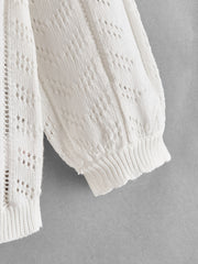 Girls Hollow Out Long Sleeve Knit Cardigan Sweater