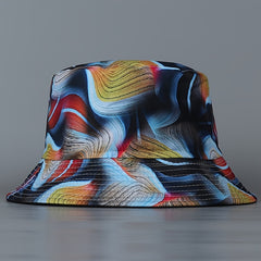 Vintage Stripe Bucket Hat Reversible Beach Travel Sun Cap