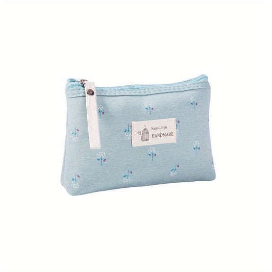 Floral Pattern Small Makeup Bag Toiletry Pouch Waterproof Cosmetic Bag