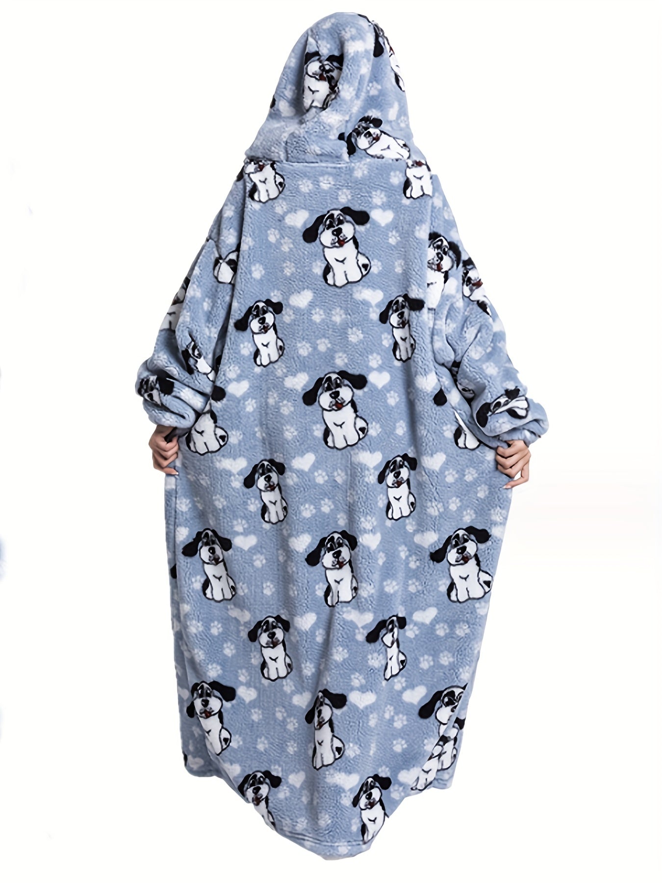 Puppy Print Flannel Hooded Nightgown