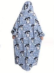 Puppy Print Flannel Hooded Nightgown