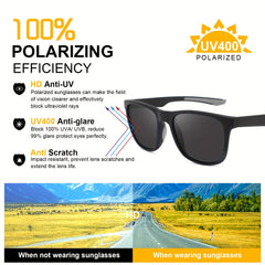 Men's Polarized Sport Sunglasses Double Square Frame + Case