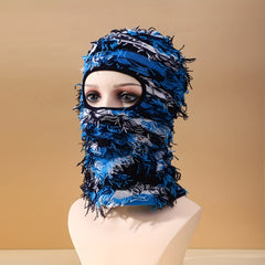 Hip Hop Distressed Tassel Ski Mask Y2K Windproof Neck Warmer