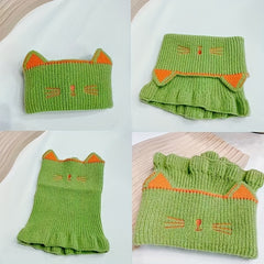 Kids Windproof Cat Embroidery Knit Scarf