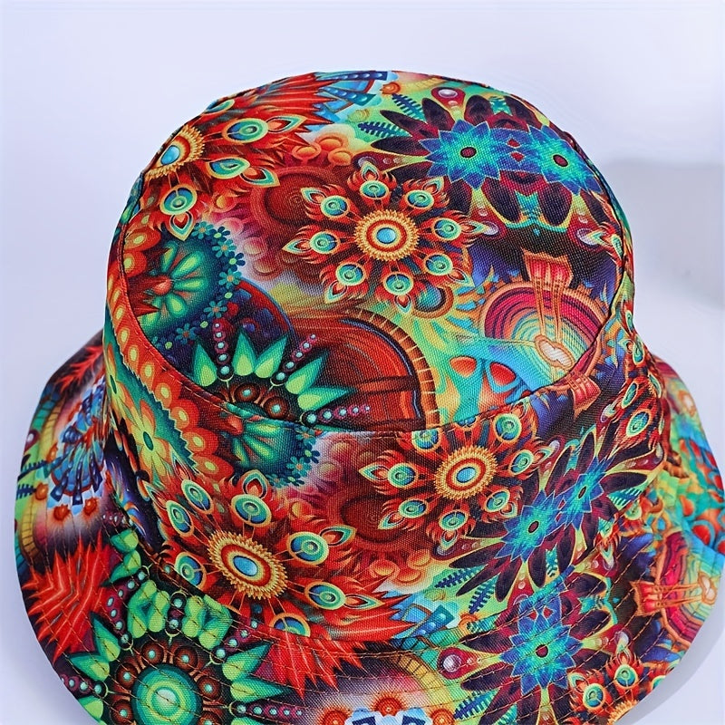 Unisex Green Sunshade Bucket Hat With Graffiti